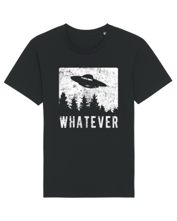 Whatever Retro Distressed Sarcastic Alien UFO Black