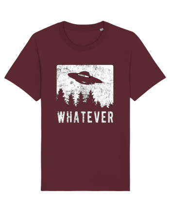Whatever Retro Distressed Sarcastic Alien UFO Burgundy