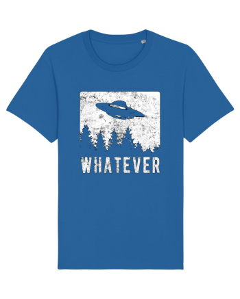 Whatever Retro Distressed Sarcastic Alien UFO Royal Blue