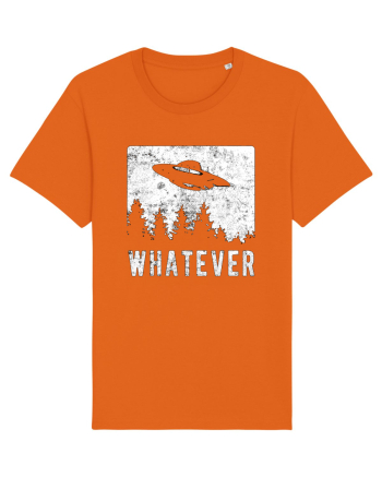 Whatever Retro Distressed Sarcastic Alien UFO Bright Orange
