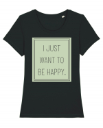 i jjust want to be happy Tricou mânecă scurtă guler larg fitted Damă Expresser