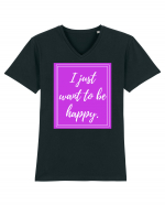 i just want to be happy Tricou mânecă scurtă guler V Bărbat Presenter