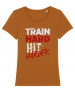 Train hard Hit harder Tricou mânecă scurtă guler larg fitted Damă Expresser
