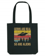 Germs Are Real So Are Aliens Retro Distressed Sunset Alien UFO Sacoșă textilă