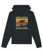 Germs Are Real So Are Aliens Retro Distressed Sunset Alien UFO Hanorac Unisex Drummer