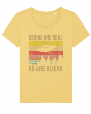 Germs Are Real So Are Aliens Retro Distressed Sunset Alien UFO Jojoba