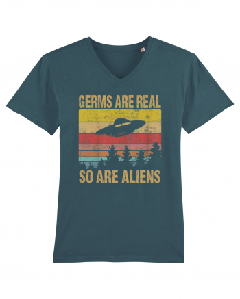 Germs Are Real So Are Aliens Retro Distressed Sunset Alien UFO Stargazer