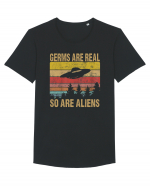 Germs Are Real So Are Aliens Retro Distressed Sunset Alien UFO Tricou mânecă scurtă guler larg Bărbat Skater