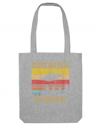 Germs Are Real So Are UFOs Retro Distressed Sunset Alien Heather Grey