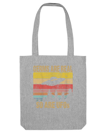 Germs Are Real So Are UFOs Retro Distressed Sunset Alien Heather Grey