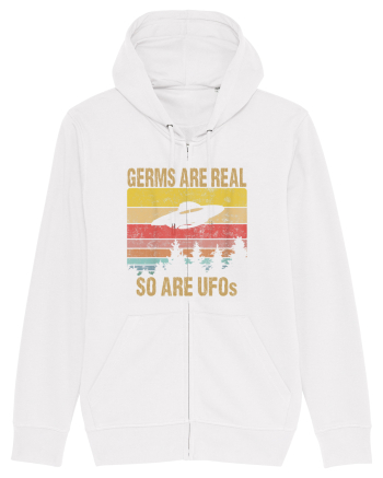Germs Are Real So Are UFOs Retro Distressed Sunset Alien White