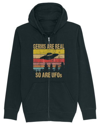 Germs Are Real So Are UFOs Retro Distressed Sunset Alien Black