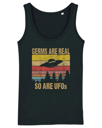 Germs Are Real So Are UFOs Retro Distressed Sunset Alien Black