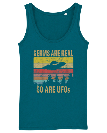 Germs Are Real So Are UFOs Retro Distressed Sunset Alien Ocean Depth