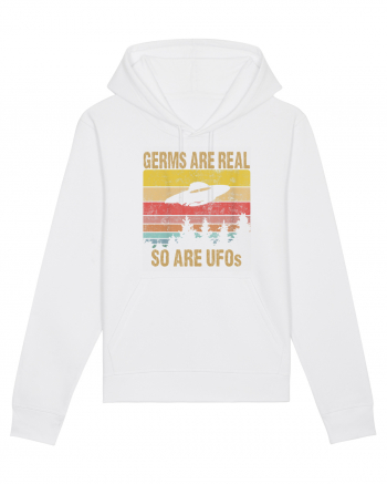 Germs Are Real So Are UFOs Retro Distressed Sunset Alien White
