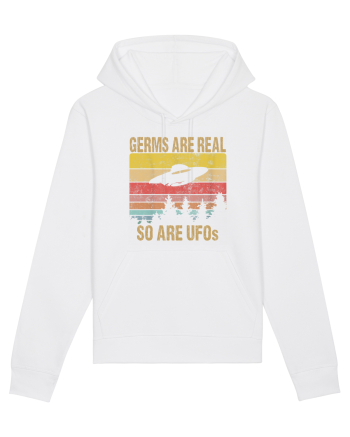 Germs Are Real So Are UFOs Retro Distressed Sunset Alien White