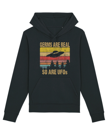 Germs Are Real So Are UFOs Retro Distressed Sunset Alien Black