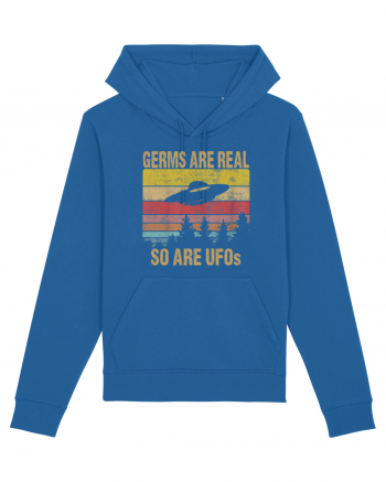 Germs Are Real So Are UFOs Retro Distressed Sunset Alien Royal Blue