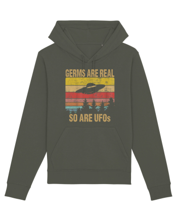 Germs Are Real So Are UFOs Retro Distressed Sunset Alien Khaki