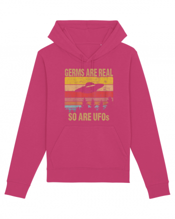 Germs Are Real So Are UFOs Retro Distressed Sunset Alien Raspberry