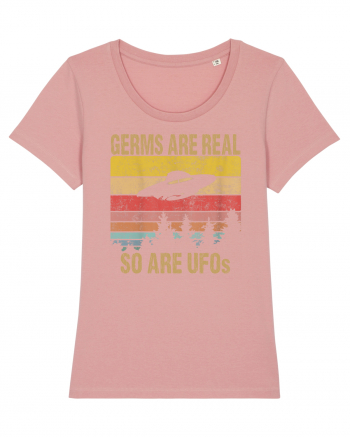 Germs Are Real So Are UFOs Retro Distressed Sunset Alien Canyon Pink