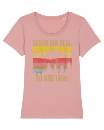 Germs Are Real So Are UFOs Retro Distressed Sunset Alien Canyon Pink