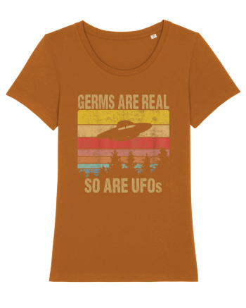 Germs Are Real So Are UFOs Retro Distressed Sunset Alien Roasted Orange