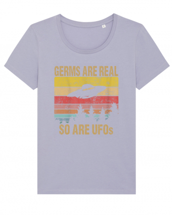 Germs Are Real So Are UFOs Retro Distressed Sunset Alien Lavender