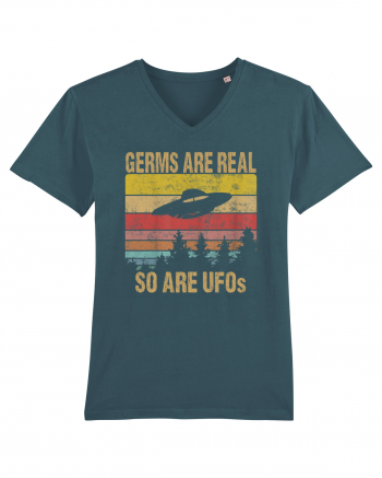 Germs Are Real So Are UFOs Retro Distressed Sunset Alien Stargazer