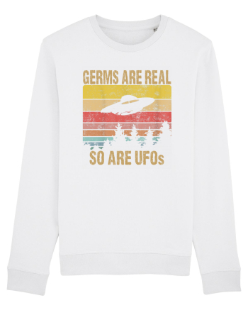 Germs Are Real So Are UFOs Retro Distressed Sunset Alien White