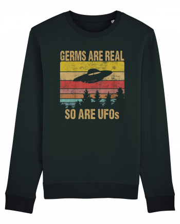 Germs Are Real So Are UFOs Retro Distressed Sunset Alien Black
