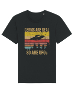 Germs Are Real So Are UFOs Retro Distressed Sunset Alien Tricou mânecă scurtă Unisex Rocker