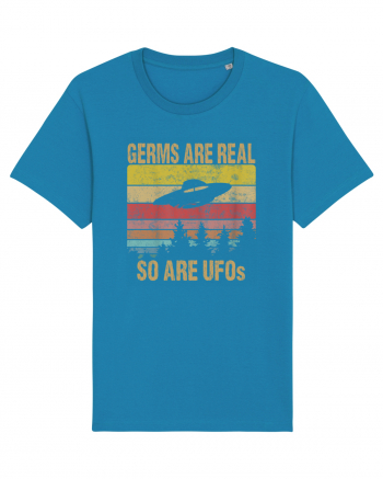 Germs Are Real So Are UFOs Retro Distressed Sunset Alien Azur