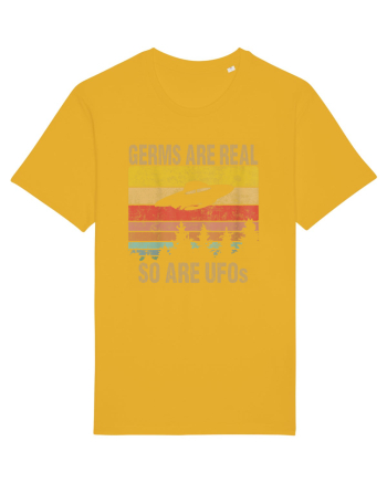 Germs Are Real So Are UFOs Retro Distressed Sunset Alien Spectra Yellow