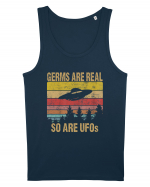 Germs Are Real So Are UFOs Retro Distressed Sunset Alien Maiou Bărbat Runs
