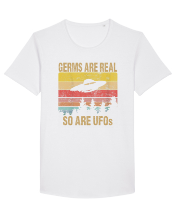 Germs Are Real So Are UFOs Retro Distressed Sunset Alien White