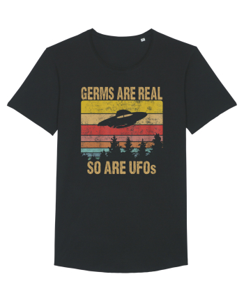 Germs Are Real So Are UFOs Retro Distressed Sunset Alien Black