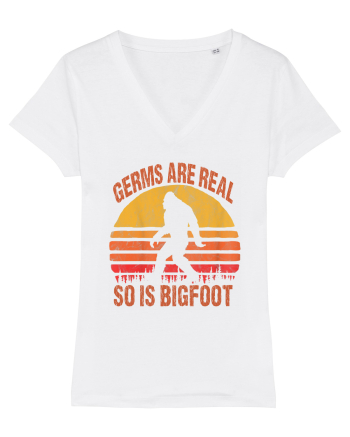 Germs Are Real So Is Bigfoot Retro Distressed Sunset White