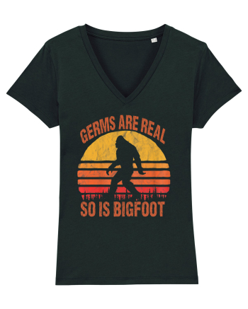 Germs Are Real So Is Bigfoot Retro Distressed Sunset Black