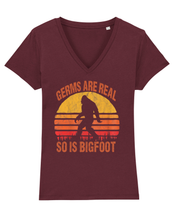Germs Are Real So Is Bigfoot Retro Distressed Sunset Burgundy