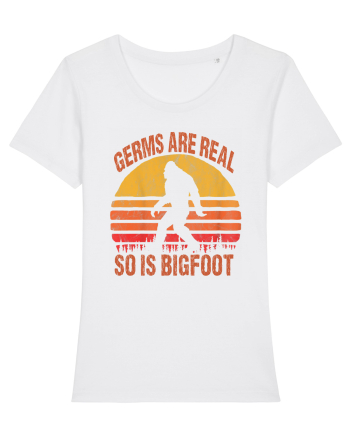 Germs Are Real So Is Bigfoot Retro Distressed Sunset White