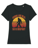 Germs Are Real So Is Bigfoot Retro Distressed Sunset Tricou mânecă scurtă guler larg fitted Damă Expresser