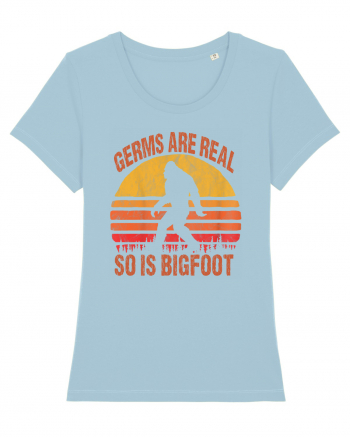 Germs Are Real So Is Bigfoot Retro Distressed Sunset Sky Blue