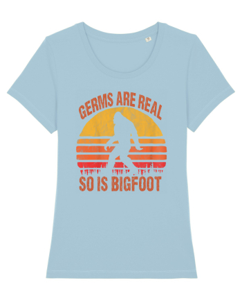 Germs Are Real So Is Bigfoot Retro Distressed Sunset Sky Blue