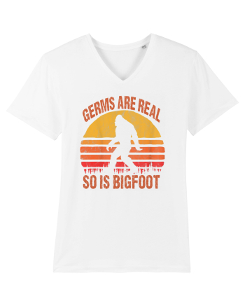 Germs Are Real So Is Bigfoot Retro Distressed Sunset White