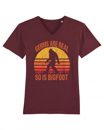 Germs Are Real So Is Bigfoot Retro Distressed Sunset Burgundy