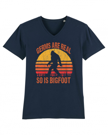 Germs Are Real So Is Bigfoot Retro Distressed Sunset French Navy
