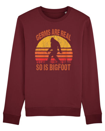 Germs Are Real So Is Bigfoot Retro Distressed Sunset Burgundy