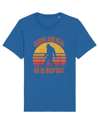 Germs Are Real So Is Bigfoot Retro Distressed Sunset Royal Blue