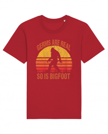 Germs Are Real So Is Bigfoot Retro Distressed Sunset Red